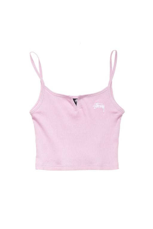 Stussy Womens Elson Rib Singlets Pink - DBAWS8146